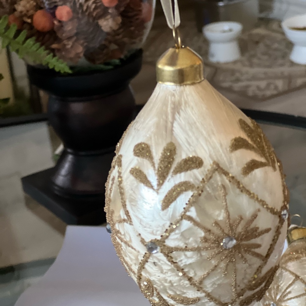 Elegant Gold and Cream Holiday Ornament